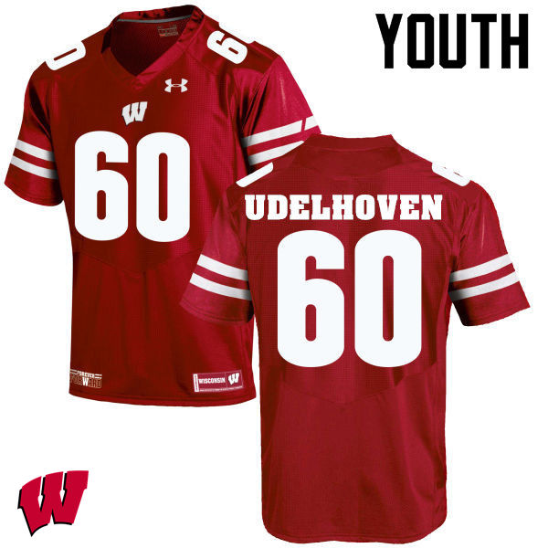 Youth Wisconsin Badgers #60 Connor Udelhoven College Football Jerseys-Red